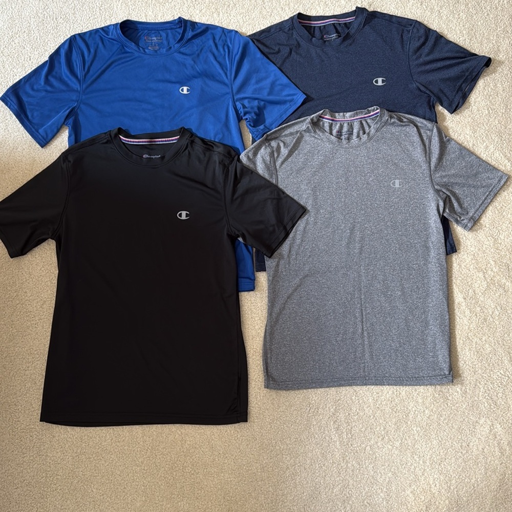 Bundle Champion Men's Short Sleeve Tee Set - Blue, Black, Gray, Navy